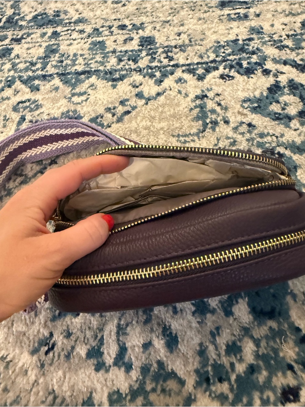 NWT Pom Pom London Purple Crossbody Bag with Multiple Straps - Picture 9 of 13